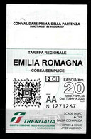 ITALIA - Biglietto Treno TARIFFA REGIONALE EMILIA-ROMAGNA KM.20 Biglietteria Automatica - Europe