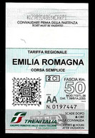 ITALIA - Biglietto Treno TARIFFA REGIONALE EMILIA-ROMAGNA KM.50 Biglietteria Automatica - Europe