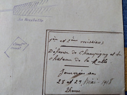 GUERRE 14-18 - Lot 5 Rares Documents Plans Croquis Originaux  Missions à Champigny-sur-Marne ( Mai 1918 ) Cf. Annonce - 1914-18