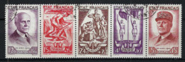 FRANCE 1943:  Le Y&T F580  (bande De 5 TP), Obl. CAD, Qualité B à TB - Used Stamps
