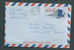 Aerogramme De New York  ( 13 Cents ) Voyagé  En 1970  Vers Paris ( France )  - Malb 10505 - 1961-80