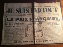 Je Suis Partout , Vous Souhaite Pour 1940 La Paix Française . - Otros