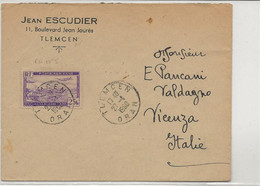 LETTRE ALGERIE - AFFRANCHIE POSTE AERIENNE N° 5 OBLITERE CAD TLEMCEN -ORAN- 1950 - Storia Postale