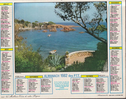 Calendrier De La Poste, Almanach Du Facteur: 1982: L'Estérel, Au Pays Du Mont-Blanc,  Ed. Lavigne - Tamaño Grande : 1971-80