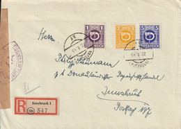 Autriche Lettre Recommandée Censurée Innsbruck 1945 - 1945-60 Covers