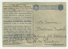 CARTOLINA FORZE ARMATE -  LANCIERE 10 RAGG.TO CORAZZATO VITT. EMANUELE II 1943 - Stamped Stationery