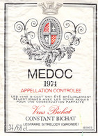 Etiquette Vins Bichat - Médoc - Constant Bichat - France - 1974 - Vino Rosso