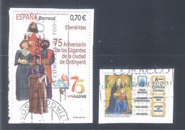 España 2021 - 2 Sellos Usados  Y Circulados  - Navidad 2021 Y Gigantes De Ontinyent  - Espagne Spain Spanien Spanje - Used Stamps
