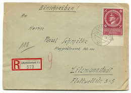DR Orts-R-Brief Mi-Nr. 887 Unterrand LITZMANNSTADT 1944 - Covers & Documents