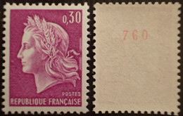 R781/446 - FRANCE - 1967/1969 - TYPE MARIANNE DE CHEFFER - N°1536b (N° ROUGE AU VERSO) NEUF** - 1967-70 Marianne (Cheffer)