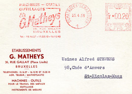 1956 Kaart Ets G. MATHEYS Bruxelles Machines Outils Instruments - Stempel Schaarbeek 1 Gefr. Fr 00.20 - ...-1959