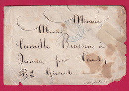 CACHET 25 EME CORPS ARMEE LE QUARTIER GENERAL POUR QUINSAC GIRONDE LETTRE COVER FRANCE - War 1870