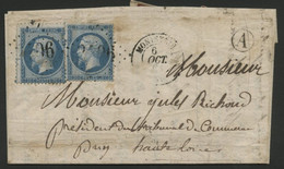 HAUTE LOIRE Boîte Rurale A : Beauzac + N° 22 (x2) Obl. GC + C. à D. De Monistrol En 1863 Texte Interressant Description - 1849-1876: Periodo Classico