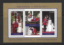Penrhyn Island 2001 Prince William Royal Wedding Miniature Sheet Of 2 MNH - Penrhyn