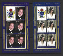 Penrhyn Island 2011 Prince William & Kate Royal Engagement Pair Of Sheets Of 5 X $2 With Label MNH - Penrhyn