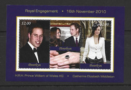 Penrhyn Island 2011 Prince William & Kate Royal Engagement  Miniature Sheet Of 2 X $2 With Central Label MNH - Penrhyn