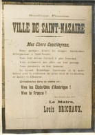 SAINT NAZAIRE FAC SIMILE DE 1917 LE MAIRE LOUIS BRICHAUX ANNONCE LES TROUPES AMERICAINES PHOTO  18 X 13 CM - Krieg, Militär