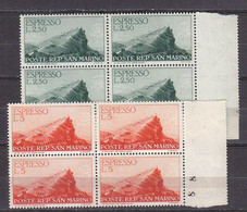 Y9220 - SAN MARINO Espresso Ss N°11/12 - SAINT-MARIN Expres Yv N°11/12 ** Quartina Bloc - Express Letter Stamps