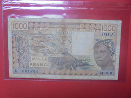 ETATS D'AFRIQUE OCCIDENTALE COTE D'IVOIRE (A) 1000 Francs 1981 Circuler WPM N°110A (L.2) - Central African States