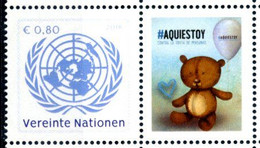 ONU Vienne 2018 - 1 Timbre Détaché De Feuille De Timbres Personnalisés UNODC Blue Heart Campaign Human Trafficking ** - Ungebraucht