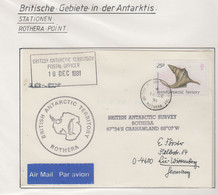 British Antarctic Territory (BAT) 1991 Cover Ca Postal Officer BAT Ca Rothera 10 DE 1991 (RH154B) - FDC