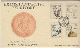 British Antarctic Territory (BAT) 1985 Early Naturalists 4v FDC Ca Signy (RH154B) - FDC