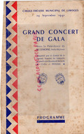 87- LIMOGES- PROGRAMME GRAND CONCERT DE GALA -CIRQUE THEATRE 1942- M. LEMOINE PREFET-RED STAR-MARGUERITE PIFTEAU-PASTAUD - Programme