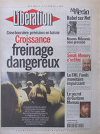Journal Libération (2 Octobre 1998) Croissance - Kosovo - Sénat/monory - FMI - Gustave Moreau - Desde 1950