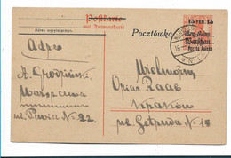 Pol107 /  POLEN - P 3 F 1918/19 Ex Warschau 15.2.1919 - Cartas & Documentos