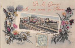 92-LA-GARENNE-COLOMBES- JE VOUS ENVOIE CES FLEURS DE LA GARENNE- LA GARE - La Garenne Colombes
