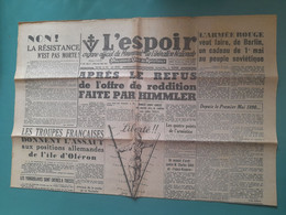 L'ESPOIR 1 ET 2 MAI 1945 LES TROUPES FRANCAISES DONNENT L'ASSAUT DE L'ILE D'OLERON ATTAQUE DE LA POCHE DE LA ROCHELLE - Sonstige