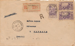 LETTRE RECOMMANDÉE OCÉANIE VAITEPAUA ILE MAKATEA PAPEETE TAHITI ABSENT DISTRIBUTION COVER OCEANIA - Storia Postale