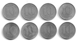 1963,67,68,71,78,80,81,83 DDR 10 Pfennig Circulated Coins KM#10 - 10 Pfennig