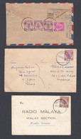 THREE 1954 & 1956 Malaysian Postal History Two Covers And A Postcard Mixed Condition Obvious Toning Etc - Otros & Sin Clasificación