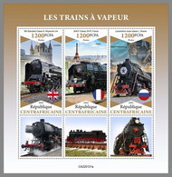 CENTRALAFRICA 2022 MNH Steam Trains Dampflokomotiven Trains A Vapeur M/S - OFFICIAL ISSUE - DHQ2220 - Treinen