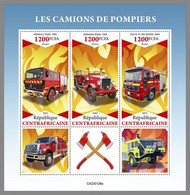 Delcampe - CENTRALAFRICA 2022 MNH Fire Engines Feuerwehr Fahrzeuge Camions De Pompiers M/S - OFFICIAL ISSUE - DHQ2220 - Feuerwehr