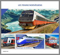 DJIBOUTI 2022 MNH Norwegian Trains Eisenbahnen Trains Norvegiens S/S No.1 - OFFICIAL ISSUE - DHQ2220 - Treinen