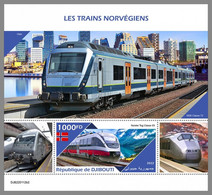 DJIBOUTI 2022 MNH Norwegian Trains Eisenbahnen Trains Norvegiens S/S No.2 - IMPERFORATED - DHQ2220 - Treinen