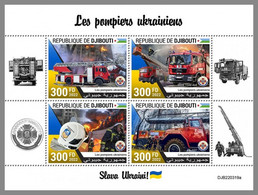 DJIBOUTI 2022 MNH Ukraine Fire Engines Feuerwehr Fahrzeuge Camions De Pompiers M/S - IMPERFORATED - DHQ2220 - Brandweer