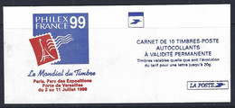 Yv 3085-C4 (type I) : 28.8.98 N°040. Le Mondial Des Timbres ,10 Timbres Autocollants Marianne 14 Juillet ** - Definitives