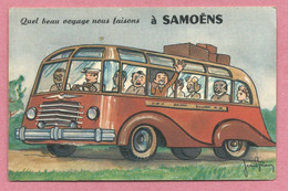 74 - SAMOËNS - Carte Fantaisie à Système - Autobus - Samoëns