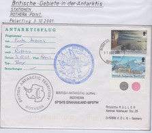 British Antarctic Territory (BAT) 2001 Antarctic Flight Punta Arenas To Rothera 5.12.2001  Ca Rothera  (RH167) - Briefe U. Dokumente