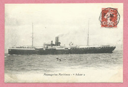 Sur CP - Bateau " ADOUR " - Cachet Ambulant LA REUNION à MARSEILLE En 1910 - 10 C. Semeuse Surchargée F. M. - 4 Scans - Correo Marítimo