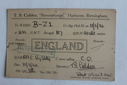 S-L 48 / Cartes QSL - Radio Amateur, -B-Z1 - Royaume-Uni - Angleterre, Harborne Birmingham, England / 1926 - Radio Amateur