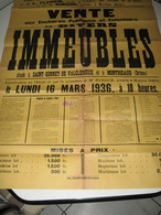 DROME- ROMANS -MONTRIGAUD.....AFFICHE .. ** VENTE AUX ENCHERES IMMEUBLES  AVEC TIMBRE ** 1936 - Posters