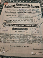 Aciéries Et Minières De La Sambre - Obligation De 1000 Frs - Monceau-sur-Sambre Juin 1938. - Industry