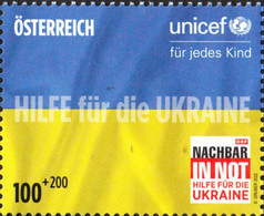 Austria 2022 Autriche Standing Together For Peace UKRAINE Help For People UNICEF  Natinal Flags 1V MNH - Ungebraucht