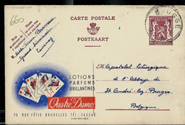 Publibel Obl. N° 660  ( Lotions - Parfums - Brillantines - Dautres Dames - Jeux De Cartes) Obl. BRUGGE  1947 - Werbepostkarten