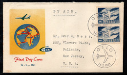 CA099- COVERAUCTION!!! - NORWAY 1961 - OSLO 24-2-61, TO NEW JERSEY-SCANDINAVIAN AIRLINES - DC-8 AIRLINER - AVIATION/PLAN - Cartas & Documentos