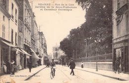 CPA Roanne - Rue De La Cote - Jardins De La Sous Préfecture Et Carrefour Helvetique - Vélo - Animé - Roanne